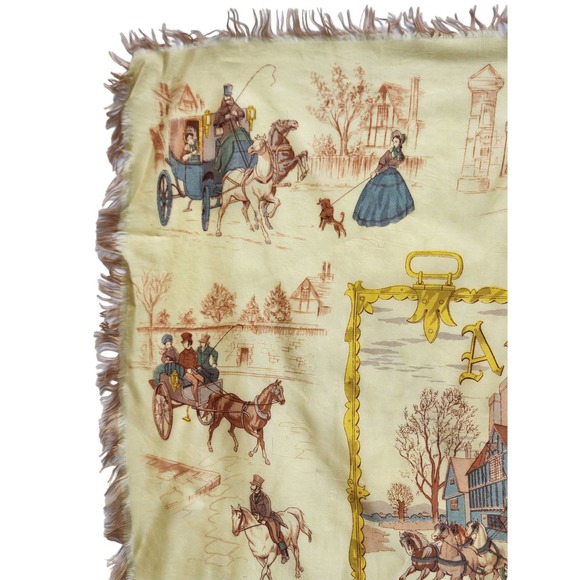 Ponsa Accessories - RARE Vintage Ponsa Silk Scarf "Auberge du Louis d'or" Victorian Horse & Carriage
